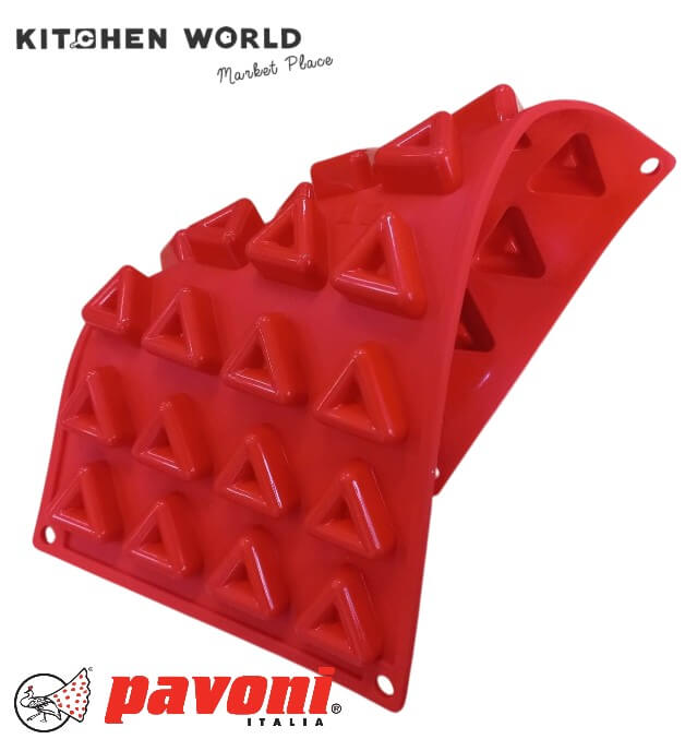 พิมพ์อบขนมซิลิโคนทรงสามเหลี่ยม PAVONI BW1583-076 จำนวน 28 ชิ้น สีแดง